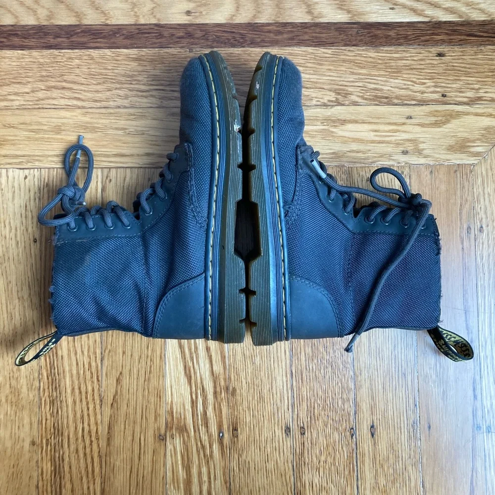 Dr. Martens Black Kids Lace-Up Combat Boot with Yellow Welt